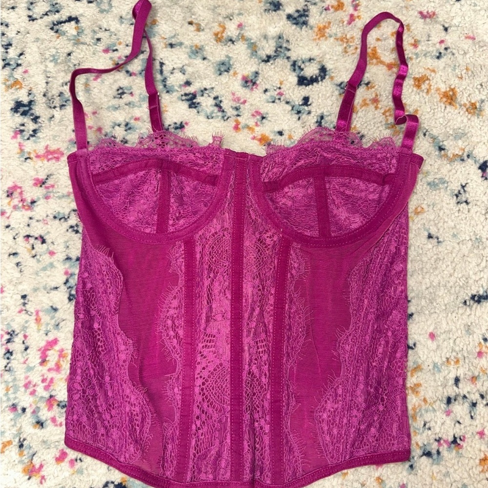 Lace Bustier in Vibrant Pink